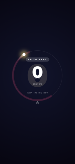The game over screen showing how far short the run fell